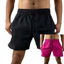KIT 2 short bermudas masculino de LINHO PREMIUM pra usa dia dia bem conforto - Púrpura - Visão 2