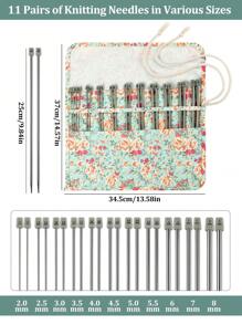 New Crochet Hook Set Of 25cm Stainless Steel Needles 2.0-8.0mm 11pcs + Storage Bag, 3 Styles Available: Pink Floral, Yellow Tree, Blue Elephant. Suitable For Knitting Sweaters, Socks, Scarves, DIY Projects. Great Gift For Mothers, Wives