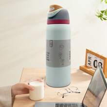 Botella de hielo con aislamiento de acero inoxidable O.wala para dos bebidas con pajita. Hervidor para deportes al aire libre, tiempo de retención de más de 24 horas, botella de agua con doble aislamiento al vacío, bebidas congeladas, apariencia hermosa, trabajo exquisito, adecuada para acampar, trabajar, uso en interiores, gran capacidad 32 oz, Boneyard