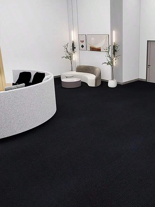 1 Set Of 10pcs Self-Adhesive Interlocking Floor Carpet Tiles, Minimalist Solid Color Square Shapes, Suitable For Stores, Offices, Rooms, Living Room, Silent Non-Slip For Barefoot, Kid Room Full Spread Cuttable, Anti-Slip For Pets, Whole House Paving