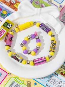26pcs Beaded Bracelet Sticker DIY Craft Kits, Happy Channel Series, Suitable For Gifts, Office, Home, Labeling, Tags, Classroom, Entertainment Toys, Student Scrapbooking, Creative Vintage Decoration Stickers,School Supplies,Back To School
