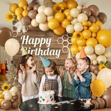 140pcs Bee Balloon Arch Kit, Includes Brown, Mustard Yellow, White Balloons, For Sunflower Bee Gender Reveal Party, Baby Shower Decoration