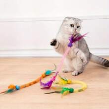 New Elastic Mesh Cat Toy With Cat Ball, Feather, Bell - Chewable & Interactive Pet Toy