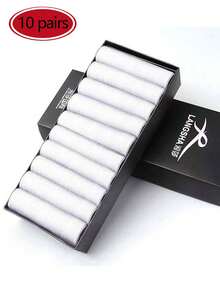 10 Pairs Of Socks For Men's Summer Solid Color Business Socks Thin Gift Box Ice Silk Men's Socks Breathable Silk Socks Mid Tube Socks. - Multicolor - View 5