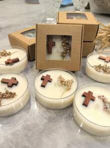 Velas de cera de soja natural con forma de cruz y de madera, aptas para uso en interiores y exteriores, excelentes para fiestas al aire libre, campamentos, ceremonias de oración, decoración de habitaciones