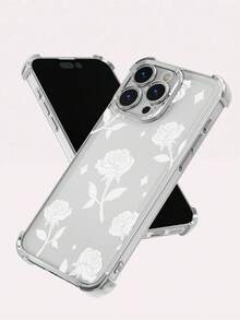 Funda protectora de TPU transparente, gruesa, con airbag y acabado electrochapado rosa (1 unidad). Compatible con phone 16 Pro Max/16 Pro/16/13 Pro Max/12 Pro Max/11, 15 Pro Max/14 Pro Max. - Plateado - Ver 3