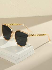 1 Pair Vintage Chain Decor Women's Fashion Fashion Glasses,Suitable For Daily Life And Outdoor Travel For Summer Beach Vacation,Outdoor,Travel