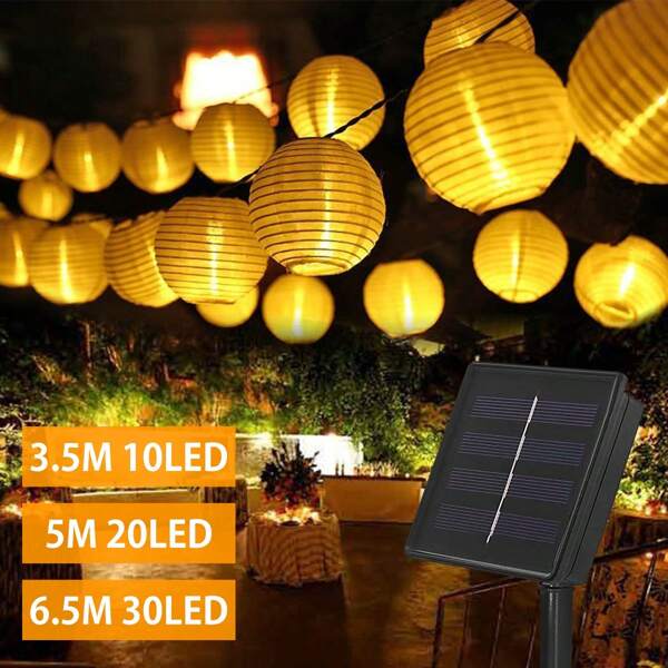 1pc Solar Lantern String Lights Outdoor Garland Solar Fairy Lights 10/20/30 LED Bulbs Lamp With 8 Modes Waterproof Solar Twinkling Lights For Wedding, Birthday Party, Camping, Halloween, Christmas Decor Lamp For Outdoor, Garden, Patio, Yard, Christmas Tree Solar Lamp
