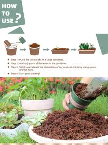 1pc Seedling Block,Organic Plants Coir Brick,Coconut Coir Bricks Premium 100% Organic Peat Moss Mix,Vegetable Soil Bed,Planting Media,Fiber Coconut Husk For Planting, Gardening, Potting Soil Substrate,Seeds,Garden,Flowers,Vegetables,Worm Bedding Composting,Coconut Fibre