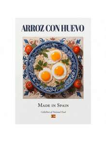 1pc Traditional Spanish National Food Seafood Rice Potato Brave Omelet Retro Delicious Color Canvas Art Picture Home Decoration No Frame