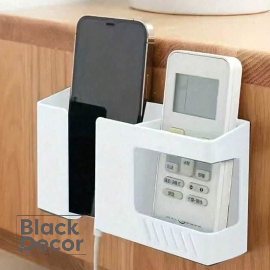 Two-In-One Multifunctional Wall Mount Holder Without Drilling Mobile Phone/Remote Control/Bathroom - 白色 - 查看 1