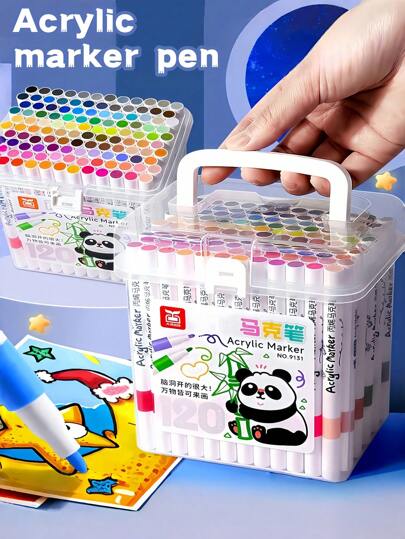 18Pcs/36Pcs/48Pcs/58Pcs/80Pcs/100Pcs/120Pcs Colors Acrylic Paint Pens For Rock Painting, Ceramic, Wood, Plastic, Calligraphy, Scrapbooking, Brush Lettering, Card Making, DIY Crafts