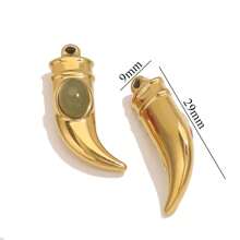 1 Pc 304 Stainless Steel Chili Sickle Shaped Pendant Inlaid With Natural Stone 18k Gold-Plated Pendant For Women To Wear Accessories DIY Pendant