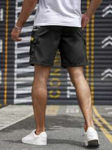 1pc Men's Summer Multi-Pocket Cargo Shorts,Casual Drawstring Waist Shorts For Outdoor Sports,Leisure