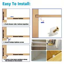 30~50pcs Mending Wedges, Restore Sagging Drawer, Bottoms & Furniture Chest With 90 Degree Plastic Angle Code Bracket, Fastener & Screws