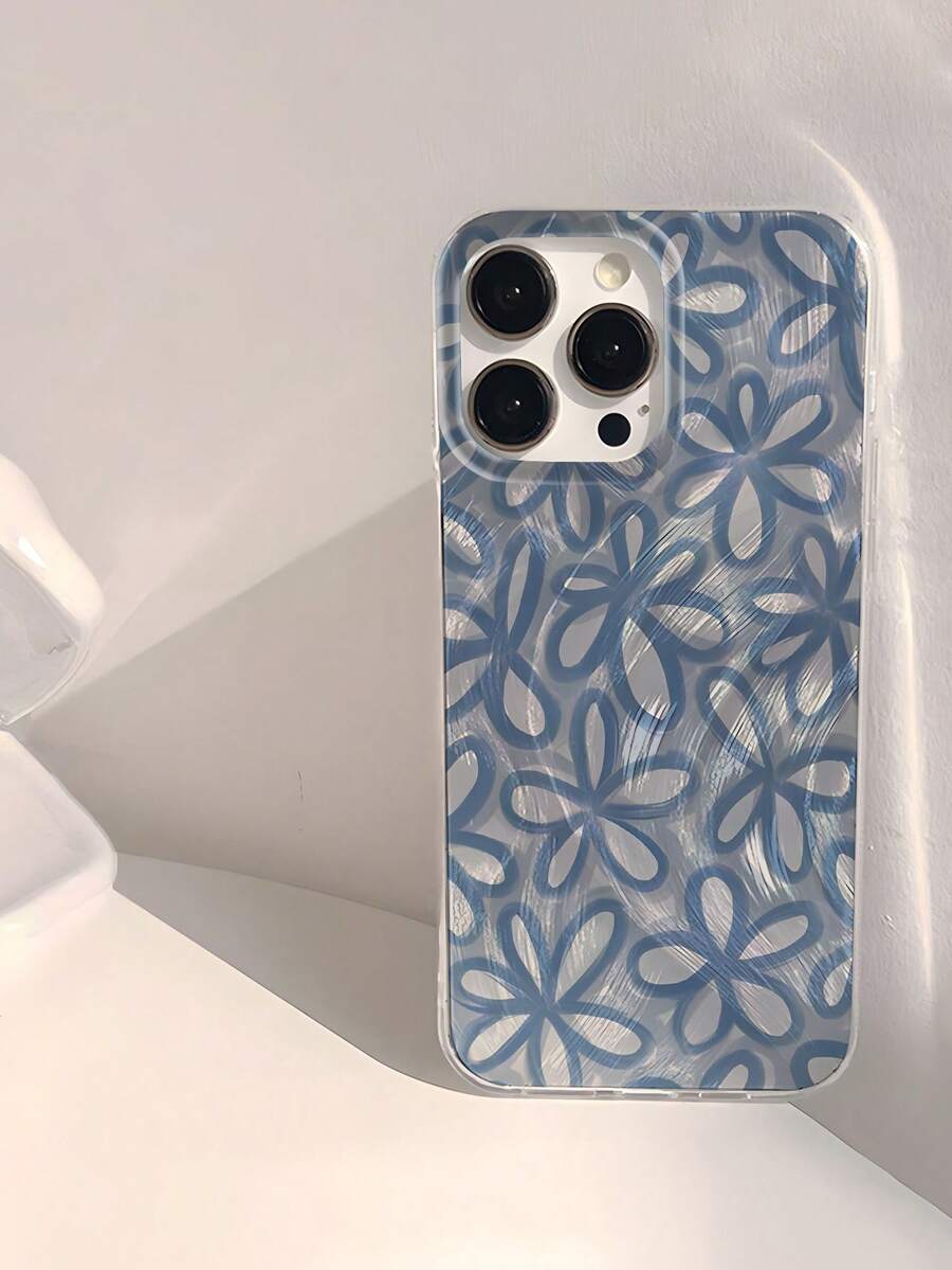 Flower 1pc Abstract Floral Pattern Transparent Phone Case With Soft Smooth Glossy Surface, Waterproof, Fingerprint Resistant, Scratch Resistant Shockproof Anti-Fall - Multicolor - View 1