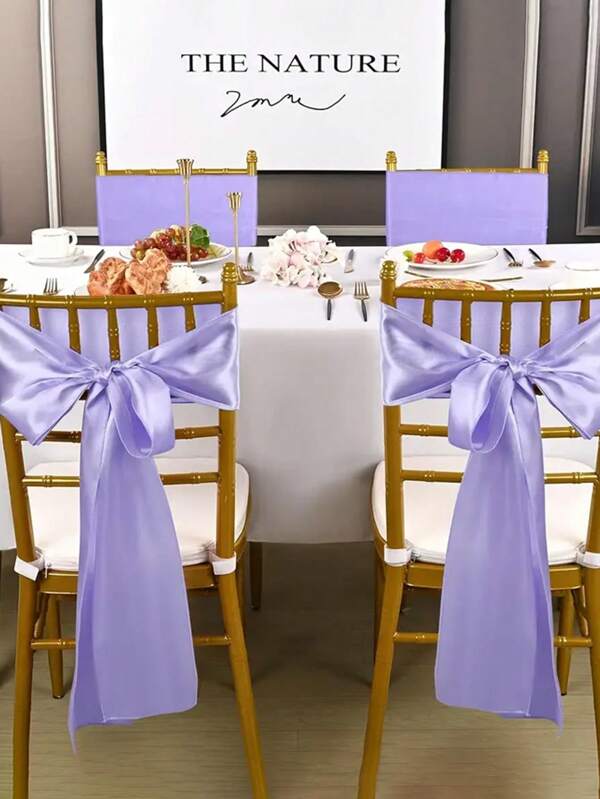 10 piezas Cinturón de satén para silla con moño, adecuado para suministros de eventos de bodas, fiestas de cumpleaños, graduaciones, compromisos. Cinturón para silla adecuado para cubiertas de sillas plegables y de banquete, decoración de respaldo de silla con flores, lazos para cubrir sillas