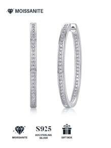 1 Par de Brincos de Moissanite de Prata Esterlina 925, Decoração de Joias, Presente para Dia das Mães, Dia dos Namorados, Casamento, Aniversário