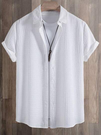 Men's Summer Solid Color Short Sleeve Casual Shirt