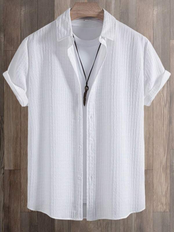Camisa casual de manga corta de unicolor de verano para hombre