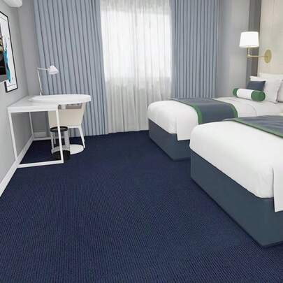 1 Pack Of 10 Pcs Navy Blue Self-Adhesive Interlocking Carpet Tiles, Minimalist Solid Color Square Shaped Rugs For Commercial, Office, Room, Living Room Floor, Sound-Absorbing Anti-Slip For Barefoot Kids, Trimable For Whole House Covering And Pet Use