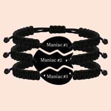 3 PCS Friendship Bracelets For 3 Best Friend Couples With Engraved Stainless Steel Adjustable Handmade Cord Relationship Bracelets For Daughters Family Besties Sisters Granddaughters