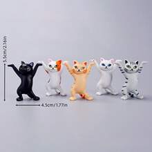 5pcs/Set Gravity-Defying 'Cat Holding Pen' Car Decoration & Desktop Ornaments, Cute Cartoon Creative Gift, Silicone Non-Slip Odorless, Healing Office Companion (Random Cat Eye Color) - Multicolor - View 8