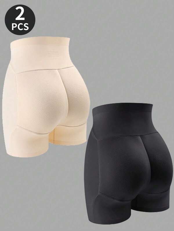 2pcs High Waist Butt Lifter Panties Body Shaper Tights, 5D Padded Underwear For Peach Buttocks And Abdomen Control