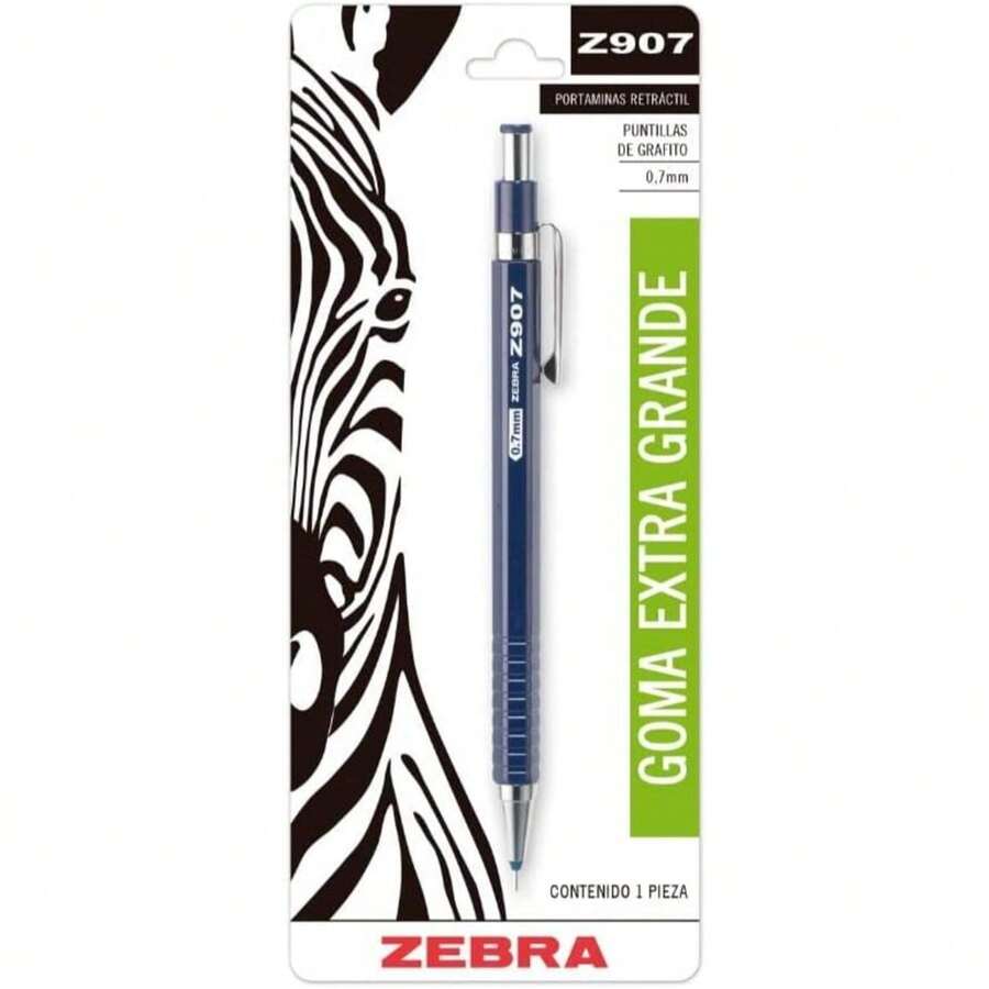 Zebra Professional Metallic Mechanical Pencil Retractable System Z-907 Tips 0.7 Mm - Blue - View 1
