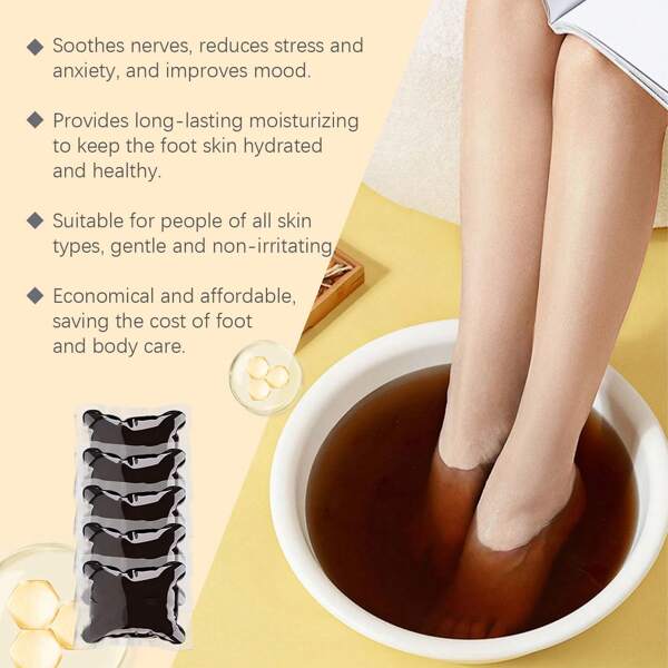 Foot Care/Foot Soak Beads - Natural Herbal Foot Bath Pearls For Fatigue Relief, Odor Elimination & Skin Moisturizing - Individually Wrapped, Portable Relaxation For Home, Travel & Bathroom Use