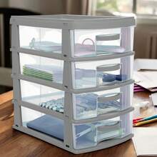 Desk Organizer Drawer With 4 Plastic Drawers For Table Decoration - GRIS1 - Ver 1