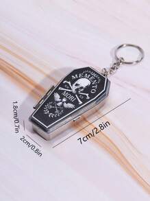 1pc Portable Ashtray Made Of Black And White Printed Stainless Steel Material, A Portable Smoking Accessory Gift, Gothic Coffin Appearance.