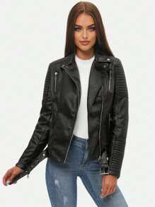 Chaqueta lisa para mujer, con cierre de cremallera y manga larga, de moda para el verano