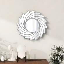 1/2 pezzi Specchio da parete rotondo stile bohémien da 25 cm, con superficie riflettente poligonale - perfetto per la decorazione della camera da letto e del soggiorno, senza alimentazione elettrica