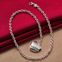 Charm Silver Heart Shaped Love Pendant Necklace For Women Fashion Wedding Party Charm Jewelry