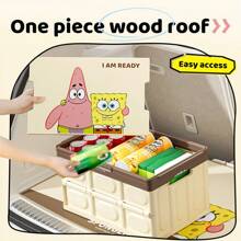 SPONGEBOB 1pc SpongeBob Car Trunk Storage Box - Car Storage Container, Foldable Outdoor Camping Car Organizer Storage Box.