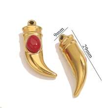 1 Pc 304 Stainless Steel Chili Sickle Shaped Pendant Inlaid With Natural Stone 18k Gold-Plated Pendant For Women To Wear Accessories DIY Pendant