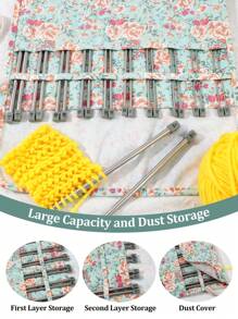 New Crochet Hook Set Of 25cm Stainless Steel Needles 2.0-8.0mm 11pcs + Storage Bag, 3 Styles Available: Pink Floral, Yellow Tree, Blue Elephant. Suitable For Knitting Sweaters, Socks, Scarves, DIY Projects. Great Gift For Mothers, Wives