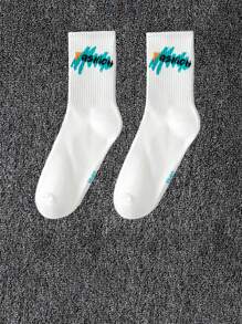 5 pares aleatorios de calcetines multicolor con diseño de graffiti para hombre, cómodos y versátiles, se pueden usar en todas las estaciones, calcetines nuevos