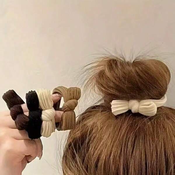5-Piece/10-Piece Set Of Women's Bow Hair Ties, Cute And Simple Fabric Hair Ties, Solid-Color High Ponytail Hair Ties, Individually Packaged Hair Accessory Sets Ponytail Holders Hair Elastics Hair Rubber Bands Scrunchies Hair Rope Elastic Hair Tie