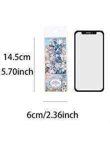 10 件/包花卉边框日记贴纸、复古美学装饰贴纸、DIY 剪贴簿工艺用品、节日礼物、个性化学校文具、学校用品、返校 - 藍色 - 查看 11