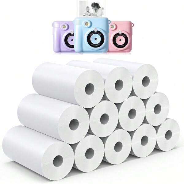 10 Rolls Instant Print Camera For Kids Refill Print Paper - Thermal Print Paper Rolls Photo Print HD Printing For Most Kids Instant Camera - Paper Only(White-10)