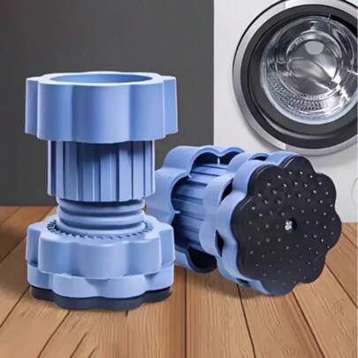 Tapete antivibração para máquina de lavar, 4 peças, base universal para móveis com absorção de choque, tapete de borracha antiderrapante e ajustável em altura, plástico para estabilidade em máquina de lavar e geladeira