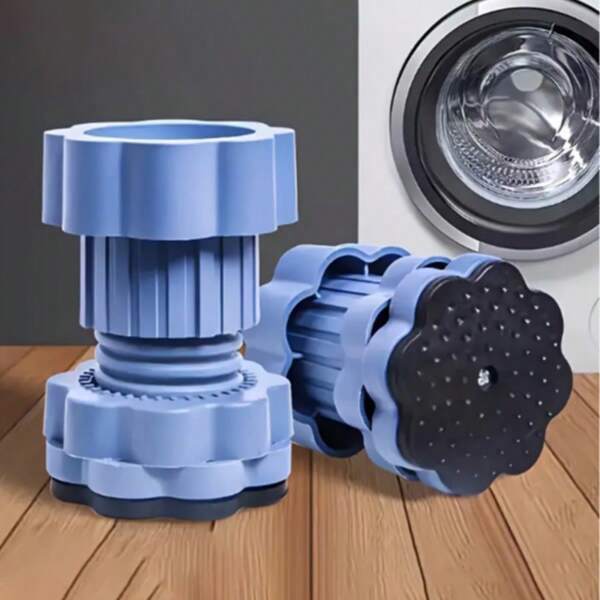 4pcs Anti-Vibration Washing Machine Foot Mat, Universal Shock-Absorbing Furniture Base, Non-Slip And Height Adjustable Rubber Foot Mat, Plastic For Washing Machine And Refrigerator Stability
