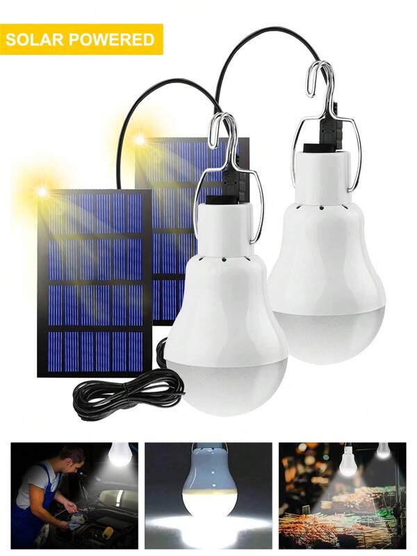 1/2pcs Solar Powered Hanging Lights, Outdoor Lighting, Solar Powered, No Wiring, No Electricity Cost, Automatically Lighting From Dusk To Dawn, Solar Powered Ceiling Lights, Suitable For Barn, Yard, Gazebo, Chicken Coop, Tent