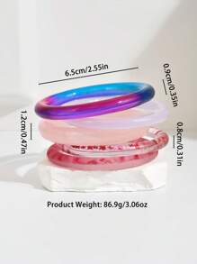 1 Stück geometrisches Farbhalo Armband für Damen, geschwungenes Armband aus Harz, Nischendesign Armband