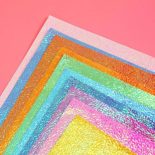 50pcs/10pcs Sheets Of Shiny Origami -10 Color Square Rainbow Paper Origami, Decorative Paper, Shiny Square Folding Paper, Suitable For Children's Art And Handicraft Projects, Gift Box Packaging, Birthday Party Decoration, Scrapbook,School Supplies,Back To School