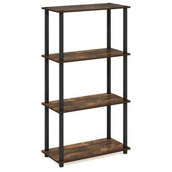4-Tier Multipurpose Display Shelf, Freestanding Storage Rack/Bookshelf, Farmhouse Style Organizer Rack Suitable For Bedroom, Kitchen, Living Room, Home Office, Plant Storage