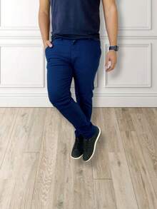 Men's Slim Fit Stretch Sport Twill Trousers - 水鴨藍 - 查看 1