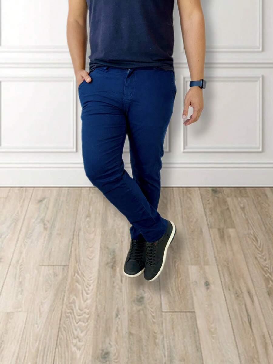 Men's Slim Fit Stretch Sport Twill Trousers - 水鴨藍 - 查看 1